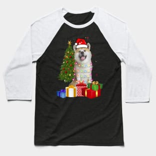 Akita Christmas Tree Santa Hat Funny Xmas Gift Dog T-Shirt Baseball T-Shirt